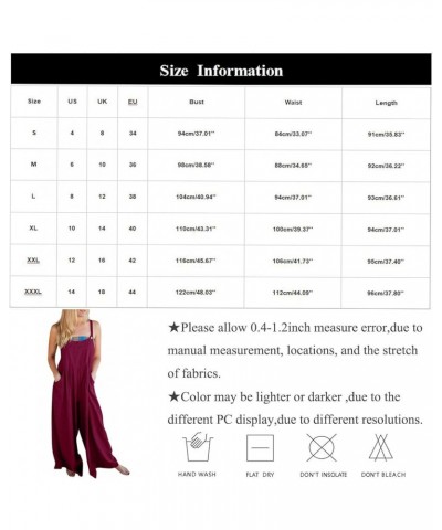 Linen Jumpsuits for Women Summer 2023 Casual Loose Plus Size Wide Leg Overalls Sleeveless Striped Romper with Pocket C-wine $...