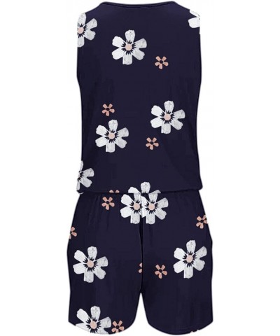 Jumpsuits for Women Dressy 2023 Summer Casual Overalls Plus Size Floral Print High Waist Wide Leg Soft Jumpsuits Navy $4.59 O...