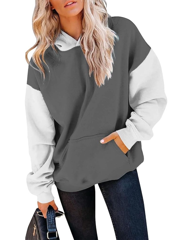 Fall Clothes for Women 2023 Solid Oversized Hoodies Long Sleeve Sweaters Pullover Sweatshirts with Pocket 02-dark Gray $7.79 ...