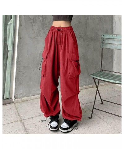 Women Cargo Pants with 3 Pockets Drawstring Y2k Low Waist Baggy with Pocket Loose Jogger Goth Grunge Clothes Y2k Clothes 3 Re...