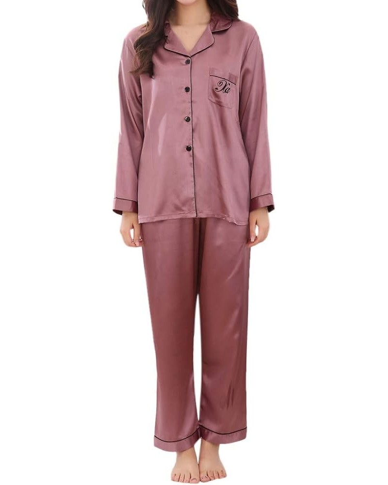 Silk Pajamas for Women Set Long Sleeve Womens Pajama Sets Cotton Shorts Womens Loungewear Set Soft Pink 3 $13.35 Sleep & Lounge