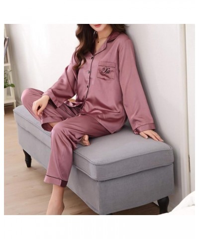 Silk Pajamas for Women Set Long Sleeve Womens Pajama Sets Cotton Shorts Womens Loungewear Set Soft Pink 3 $13.35 Sleep & Lounge