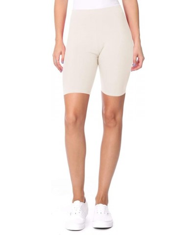 Women's High Waist Elastic Band Solid Active Yoga Biker Shorts Pants Hpa00681 Ivory $10.99 Others