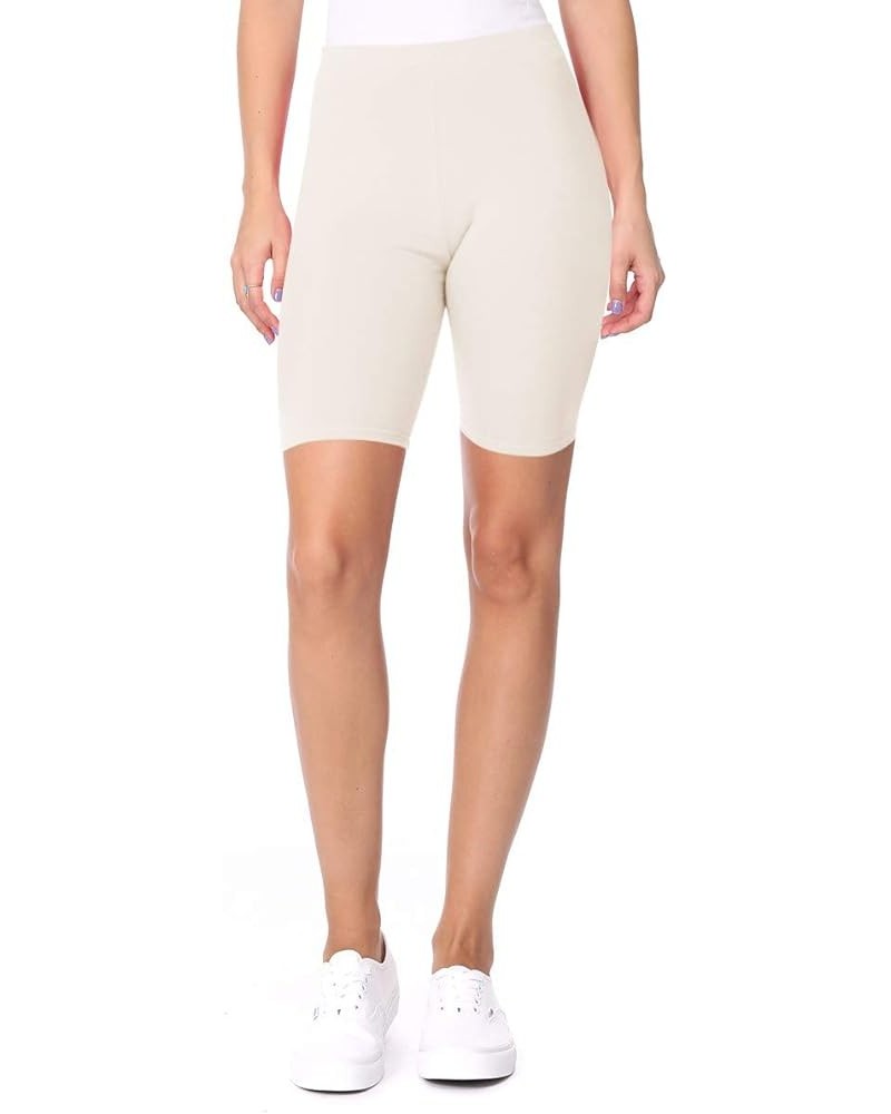 Women's High Waist Elastic Band Solid Active Yoga Biker Shorts Pants Hpa00681 Ivory $10.99 Others