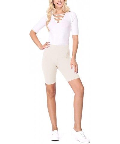 Women's High Waist Elastic Band Solid Active Yoga Biker Shorts Pants Hpa00681 Ivory $10.99 Others