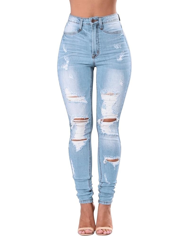Women's High Waisted Jeans for Women Distressed Stretch Jeans for Women Ripped Butt Lift Jeans Denim Pants Blue 084 $16.40 Jeans