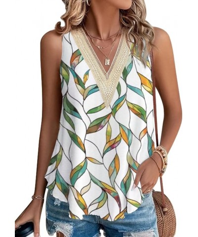 Summer Tops for Women 2024 Trendy Causal Cute Tank Tops Loose Fit Tie Dye Lace V Neck Sleeveless Shirts Blouse B Print 1 $12....