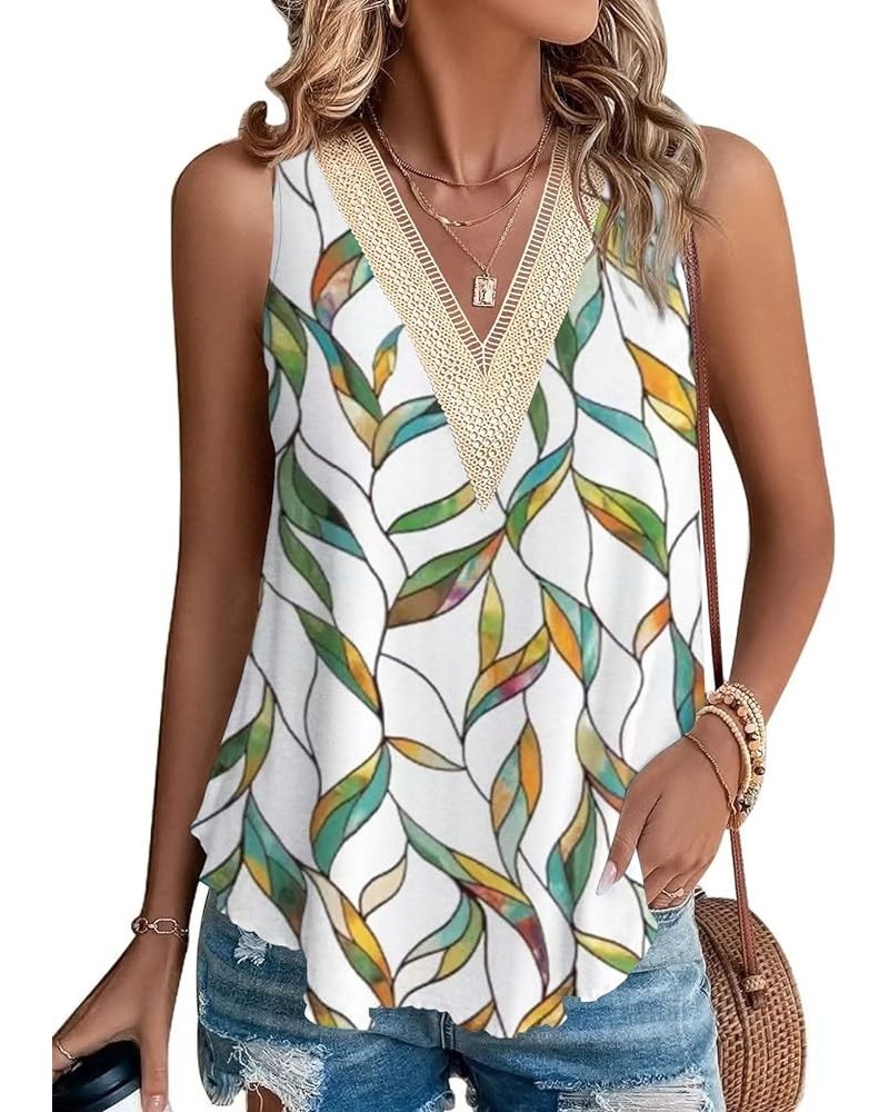 Summer Tops for Women 2024 Trendy Causal Cute Tank Tops Loose Fit Tie Dye Lace V Neck Sleeveless Shirts Blouse B Print 1 $12....