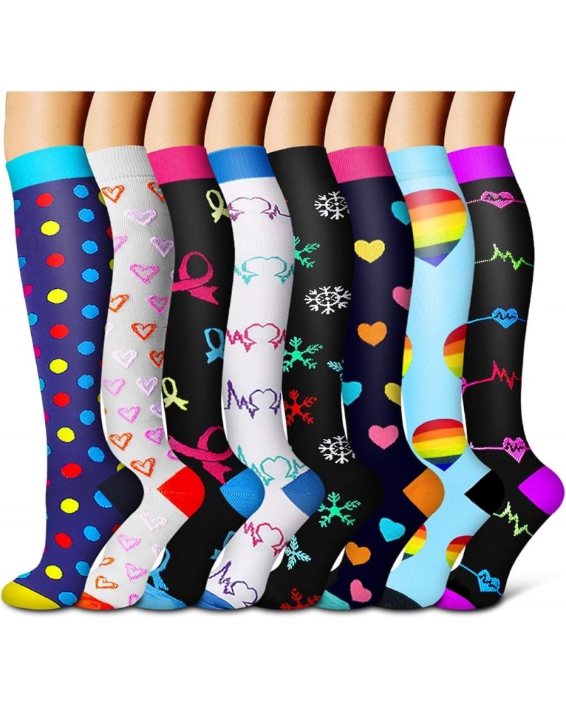 Compression Socks For Women& Men circulation(8 Pairs),Socks-Best for Running,Sports,Hiking,Flight travel,Pregnancy 06-navy/Gr...