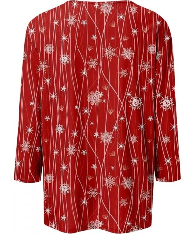 Womens 3/4 Sleeve Tunic Tops Christmas Tree Printed Shirts Blouses Dressy Casual Crewneck Blouses Holiday Tops 2023 E Red $8....