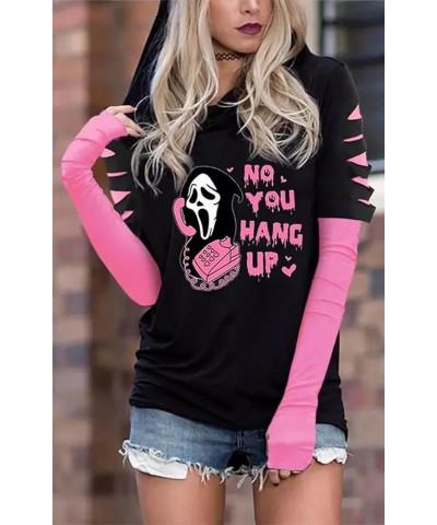 Women's Halloween Shirts Skull Silhouette Graphic Hoodie T Shirts Casual Loose Long Sleeve Pullover T Shirt Pink-6 $13.99 Hoo...