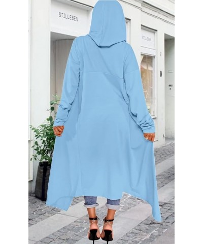 Womens Asymmetric Hem Long Sleeve Loose Casaul Hoodies Sweatshirts Tunic Tops Light Blue $15.05 Hoodies & Sweatshirts