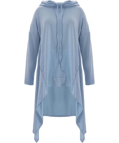 Womens Asymmetric Hem Long Sleeve Loose Casaul Hoodies Sweatshirts Tunic Tops Light Blue $15.05 Hoodies & Sweatshirts