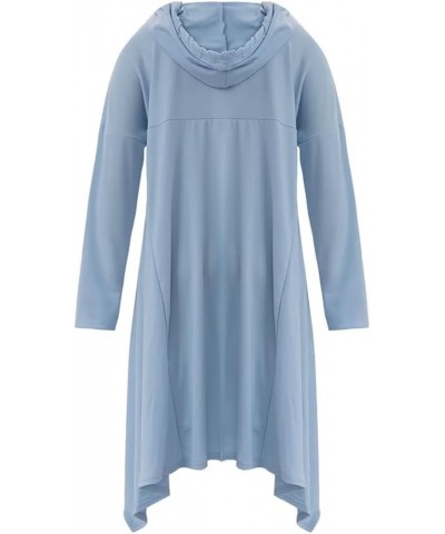 Womens Asymmetric Hem Long Sleeve Loose Casaul Hoodies Sweatshirts Tunic Tops Light Blue $15.05 Hoodies & Sweatshirts