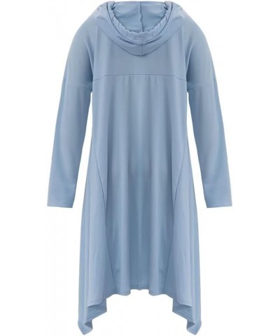 Womens Asymmetric Hem Long Sleeve Loose Casaul Hoodies Sweatshirts Tunic Tops Light Blue $15.05 Hoodies & Sweatshirts