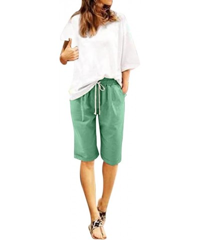 Shorts for Women Loose Fit Bermuda Shorts Knee Length Trendy Lightweight Hiking Shorts with Pockets 02-green $6.47 Activewear