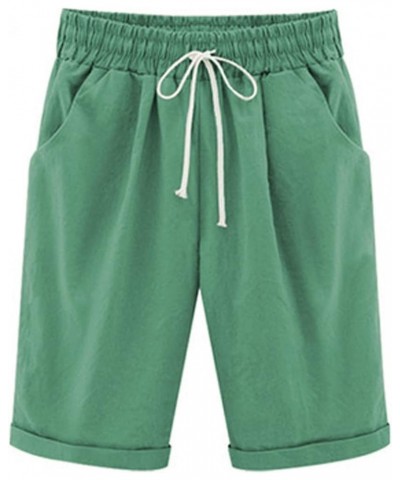 Shorts for Women Loose Fit Bermuda Shorts Knee Length Trendy Lightweight Hiking Shorts with Pockets 02-green $6.47 Activewear