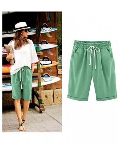 Shorts for Women Loose Fit Bermuda Shorts Knee Length Trendy Lightweight Hiking Shorts with Pockets 02-green $6.47 Activewear