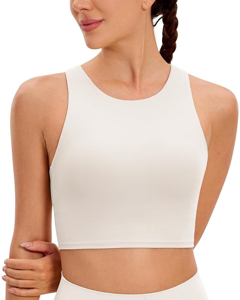 Butterluxe Racerback High Neck Longline Sports Bras for Women - Padded Workout Crop Tank Tops with Built in Bra Milky White $...