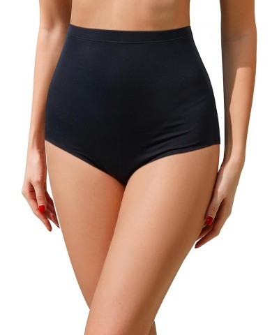 Women High Waisted Bikini Bottoms Full Coverage Tummy Control Swimsuit Bottom Black $12.99 Swimsuits