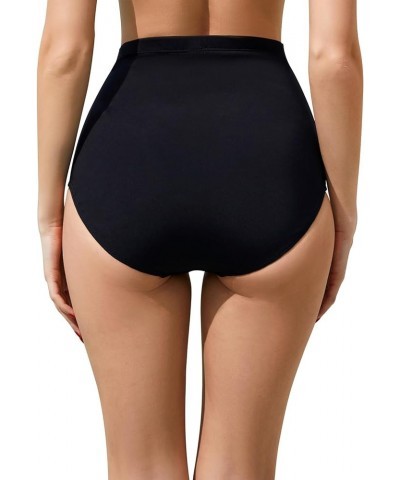 Women High Waisted Bikini Bottoms Full Coverage Tummy Control Swimsuit Bottom Black $12.99 Swimsuits