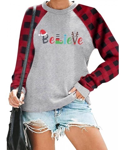 Christmas Sweatshirts for Women Merry Bright Graphic Print Long Sleeve Shirts Christmas Crewneck Pullover Casual Blouse Tops ...