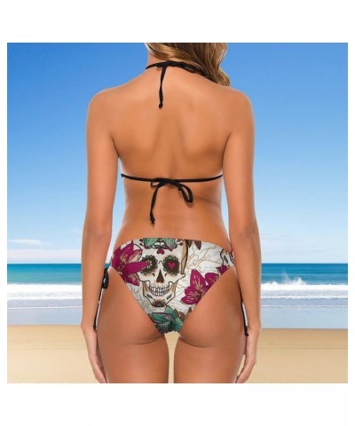 Bikini Set Women Sexy 2 Piece Swimsuit Push-up Bathing Suit Mexican Sugar Skull Flowers (2) $16.00 Swimsuits