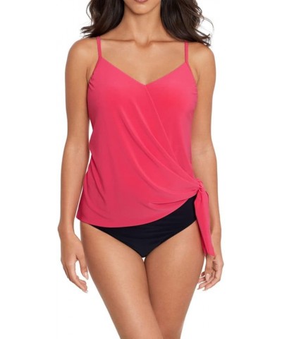 Women's Swimwear Plus Solid Alex Underwire Bra Removable Cup Tankini Top with Adjustable Straps Coral Rose $58.63 Swimsuits