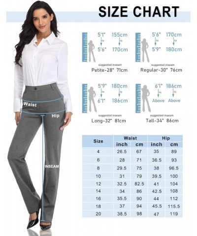 Women's 28''/30''/32''/34'' Stretchy Straight Leg Dress Pants with Pockets Tall, Petite, Long, Regular for Work Business Casu...