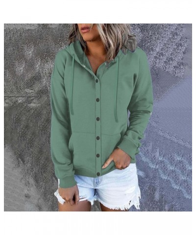 Jacket For Women Fall Tops Zip Up Hoodie Sweatshirt Long Sleeve Casual Hooded Button Jacket Coat Lightweight Cardigan Green $...