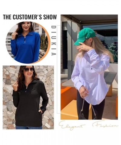 Women's Long Sleeves Collar Quarter 1/4 Zip Pullover Sweatshirts Casual Solid Hoodies with Pockets (S-2XL) A White $17.55 Hoo...