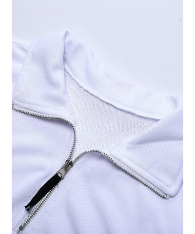 Women's Long Sleeves Collar Quarter 1/4 Zip Pullover Sweatshirts Casual Solid Hoodies with Pockets (S-2XL) A White $17.55 Hoo...