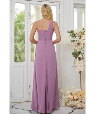 Women's One Shoulder Bridesmaid Dresses with Pockets Long Chiffon Pleated Formal Dresses with Slit Peacock $23.10 Dresses