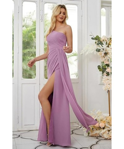 Women's One Shoulder Bridesmaid Dresses with Pockets Long Chiffon Pleated Formal Dresses with Slit Peacock $23.10 Dresses