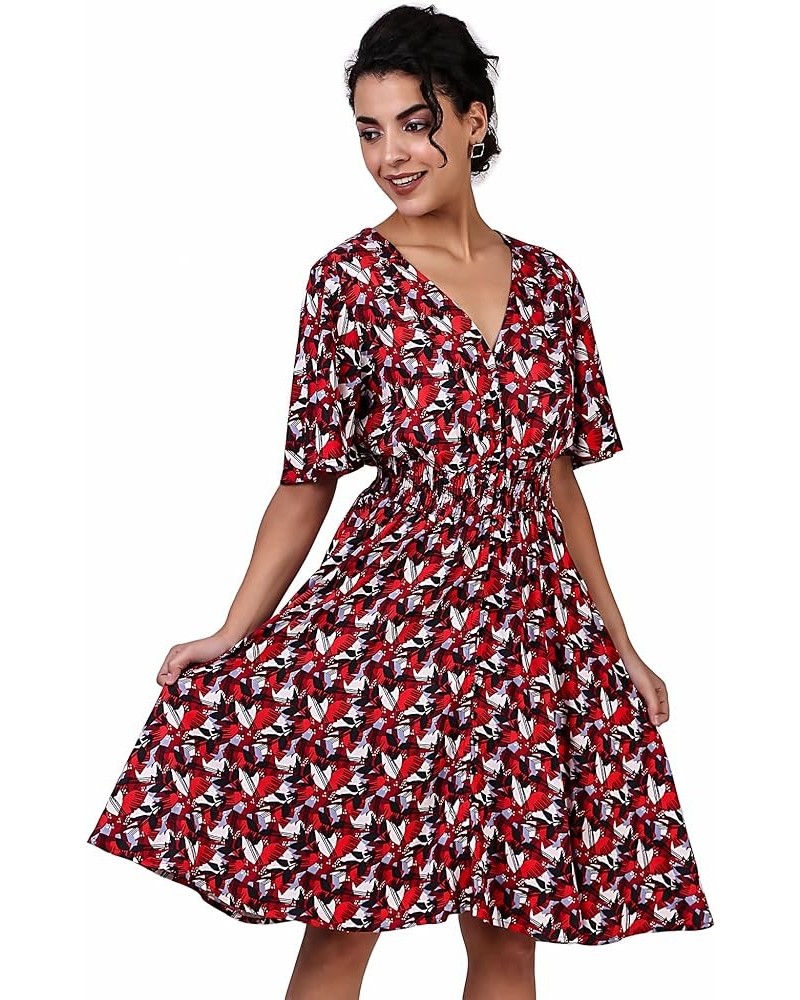 Women Bohemian 100% Cotton/Rayon Button-Up Split Printed Flowy Party Summer Dress Print 372 (Knee Length) $12.37 Dresses