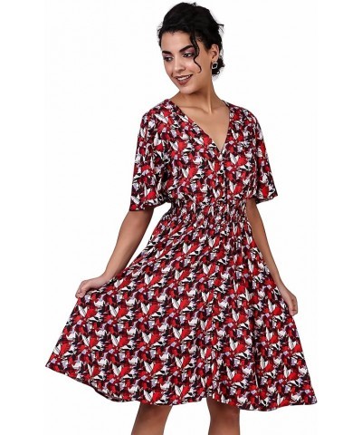 Women Bohemian 100% Cotton/Rayon Button-Up Split Printed Flowy Party Summer Dress Print 372 (Knee Length) $12.37 Dresses