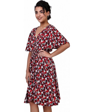 Women Bohemian 100% Cotton/Rayon Button-Up Split Printed Flowy Party Summer Dress Print 372 (Knee Length) $12.37 Dresses