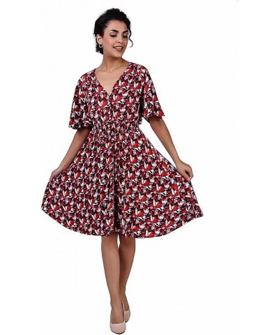 Women Bohemian 100% Cotton/Rayon Button-Up Split Printed Flowy Party Summer Dress Print 372 (Knee Length) $12.37 Dresses