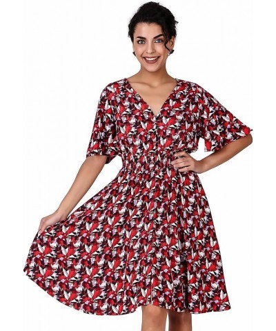 Women Bohemian 100% Cotton/Rayon Button-Up Split Printed Flowy Party Summer Dress Print 372 (Knee Length) $12.37 Dresses