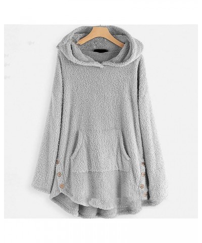 Winter Coats for Women 2023 Fashion Plus Size Sharpa Jacke Button Down Fleece Jacket Fuzzy Warm Hoodie Outwear F Gray $9.29 J...