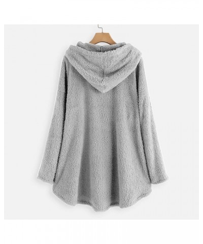 Winter Coats for Women 2023 Fashion Plus Size Sharpa Jacke Button Down Fleece Jacket Fuzzy Warm Hoodie Outwear F Gray $9.29 J...