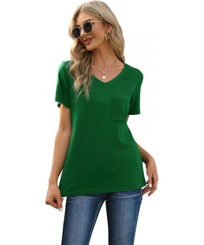 Women's Short Sleeve Pajama Sets with Pockets Casual V Neck 2 Piece Lounge Sets S-3XL 02-green $13.06 Sleep & Lounge