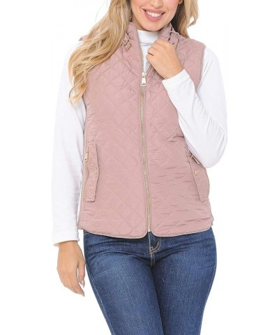 Womens Quilted Zip Up Lightweight Padding Vest Mfzp Mauve $11.60 Vests