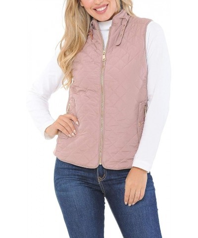 Womens Quilted Zip Up Lightweight Padding Vest Mfzp Mauve $11.60 Vests