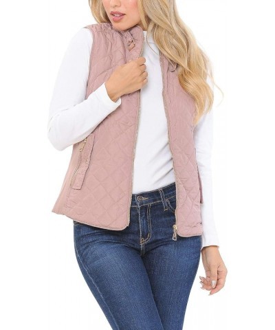 Womens Quilted Zip Up Lightweight Padding Vest Mfzp Mauve $11.60 Vests