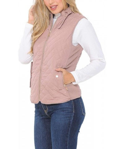 Womens Quilted Zip Up Lightweight Padding Vest Mfzp Mauve $11.60 Vests