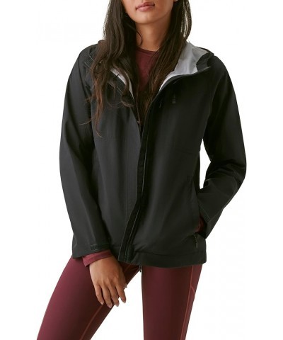 Women's Hooded Woven Rain Jacket Black $31.05 Coats