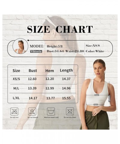 Women's 3 Pack Ribbed Racerback Crop Tank Top Seamless V-Neck Athletic Workout Cropped Tank Top Set Light Gray $11.75 Tops