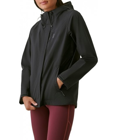 Women's Hooded Woven Rain Jacket Black $31.05 Coats