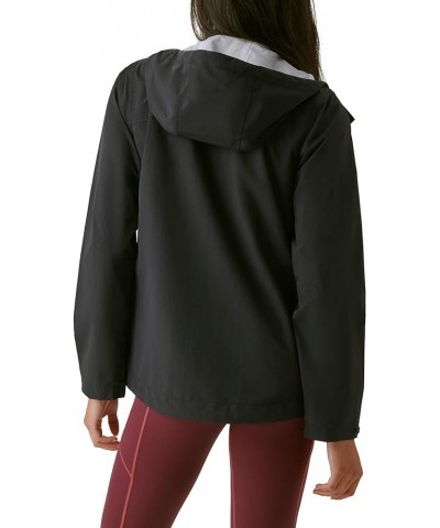 Women's Hooded Woven Rain Jacket Black $31.05 Coats